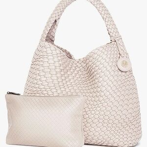 NWT. Large Cream Woven Tote Bag set